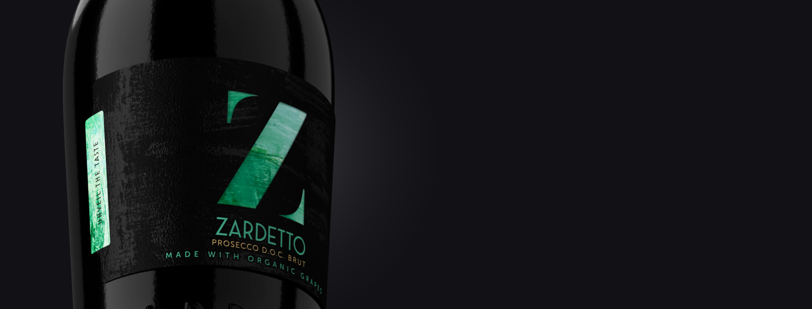 Closed Label on the bottle of Zardetto's Prosecco DOC brut Organic Grapes