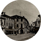 black and white image of an old city