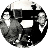 Black and white image of two man founder of Zardetto